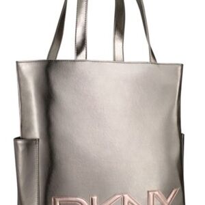 DKNY metallic silver rose gold tote